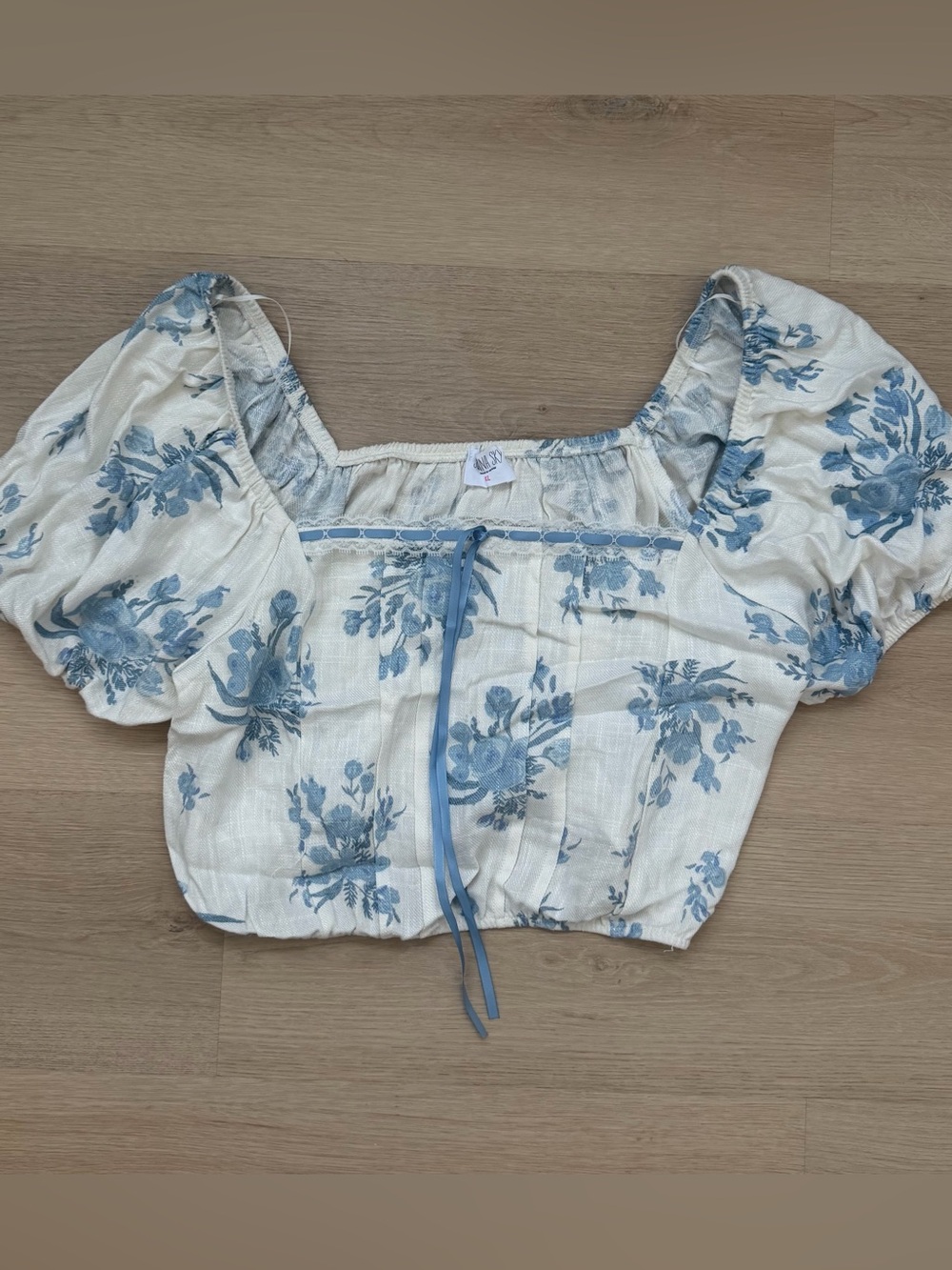 Sienna Sky Crop Top with Blue Floral Print